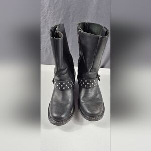 Harley Davidson Black Leather Macie Biker Boots Women’s 7.5 Rhinestones